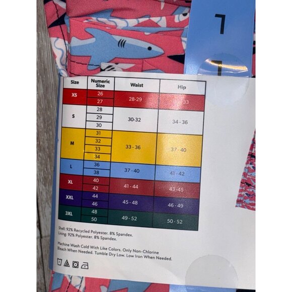 Members Mark Men's Resort Swim Trunks Coral Shark UPF 50+ Quick Dry 7" Inseam Lg - Picture 5 of 6